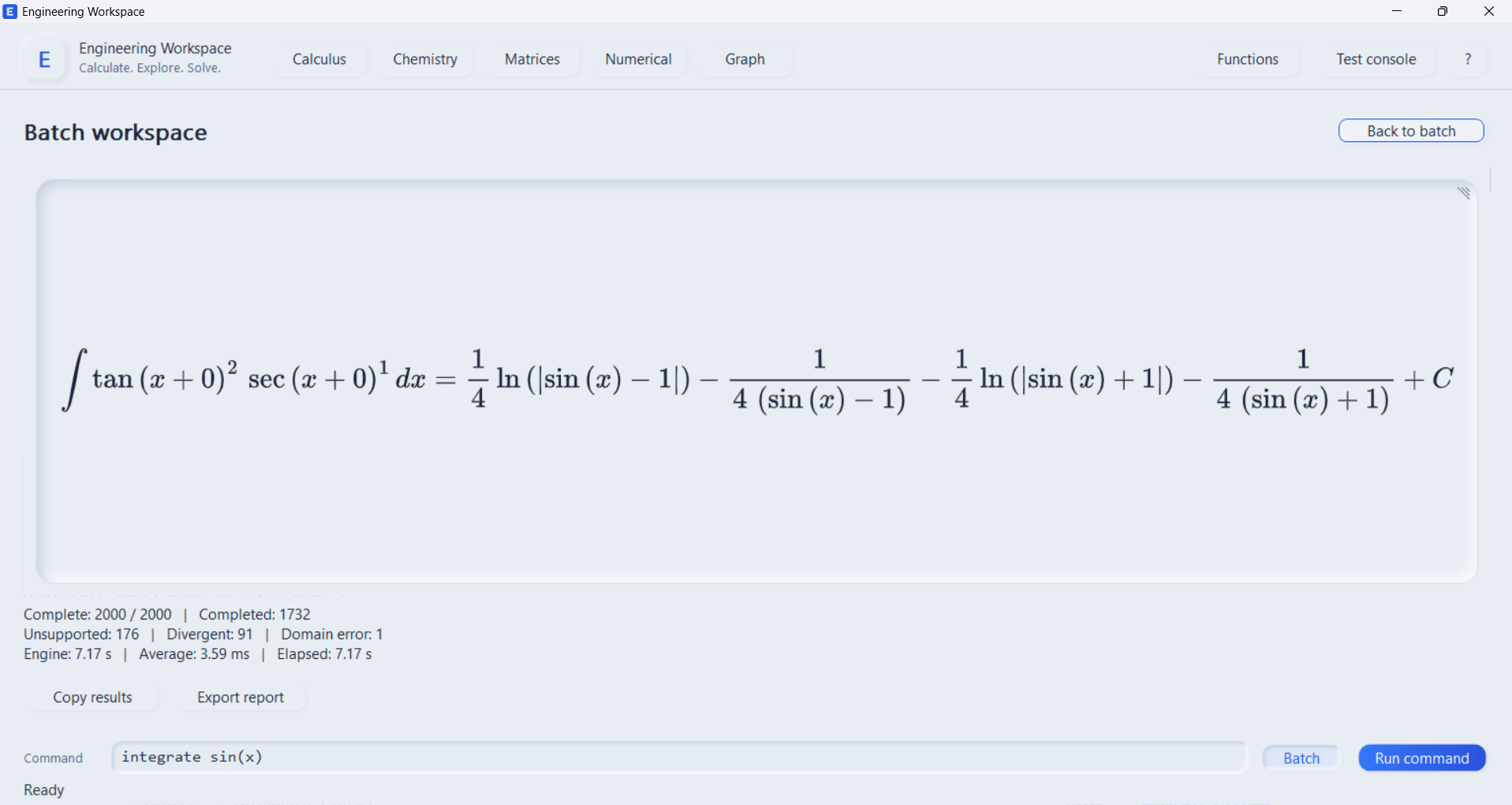 Engineering Workspace — Free offline mathematics app for Windows